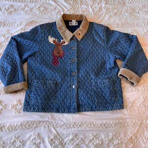 Vintage Haik’s Women's Quilted Chore Denim Coat with Moose Patch